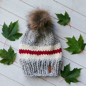 Adult Canadiana Toque with Faux Fur Pompom