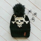 Adult Skull and Crossbones Toque with Faux Fur Pompom