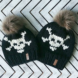 Child Skull and Crossbones Toque with Faux Fur Pompom