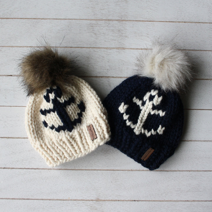 Baby Anchors Away Toque with Faux Fur Pompom