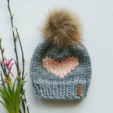 Adult Follow Your Heart Toque with Faux Fur Pompom