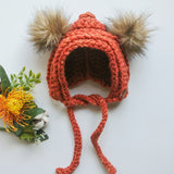 Baby Coastal Cub Hat with Faux Fur Pompoms